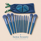 15-Piece Makeup Brush Set with Sponge Puffs & Pouch