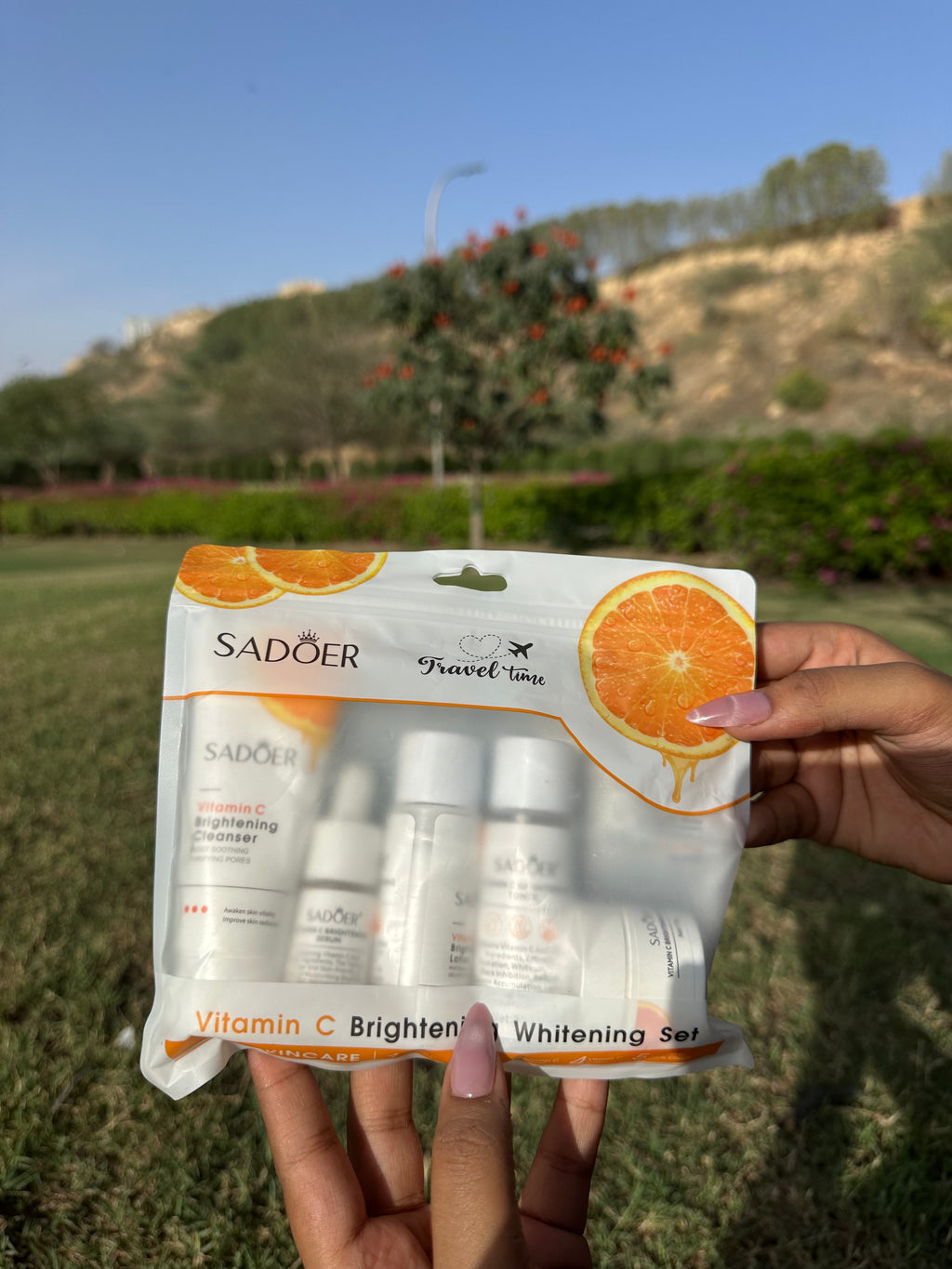 SADOER Vitamin C Brightening Whitening Travel Skincare Set – 5 Steps