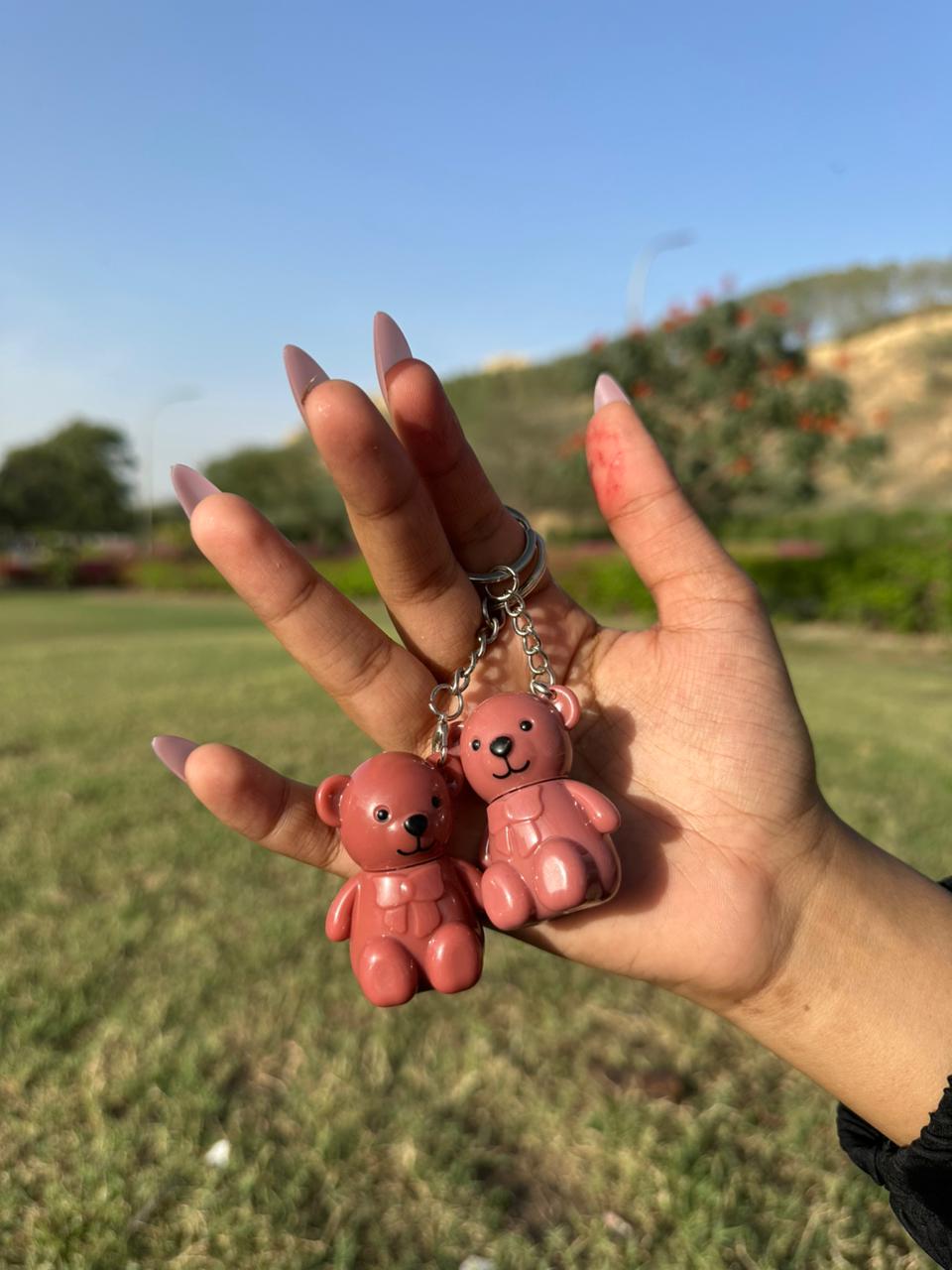 Teddy Bear Lip Gloss Keychain