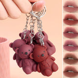 Teddy Bear Matte Lip Gloss Keychain Set (Pack of 6)