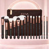 Imported ZOEVA 15-Piece Rose Gold Makeup Brush Set with Pouch